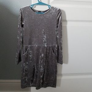 Girls silver velour long sleeved dress.